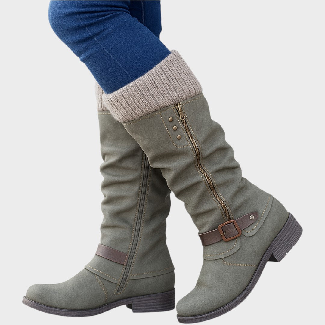 Gloria | Bota de Caña Alta com Detalhe de Malha Trançada