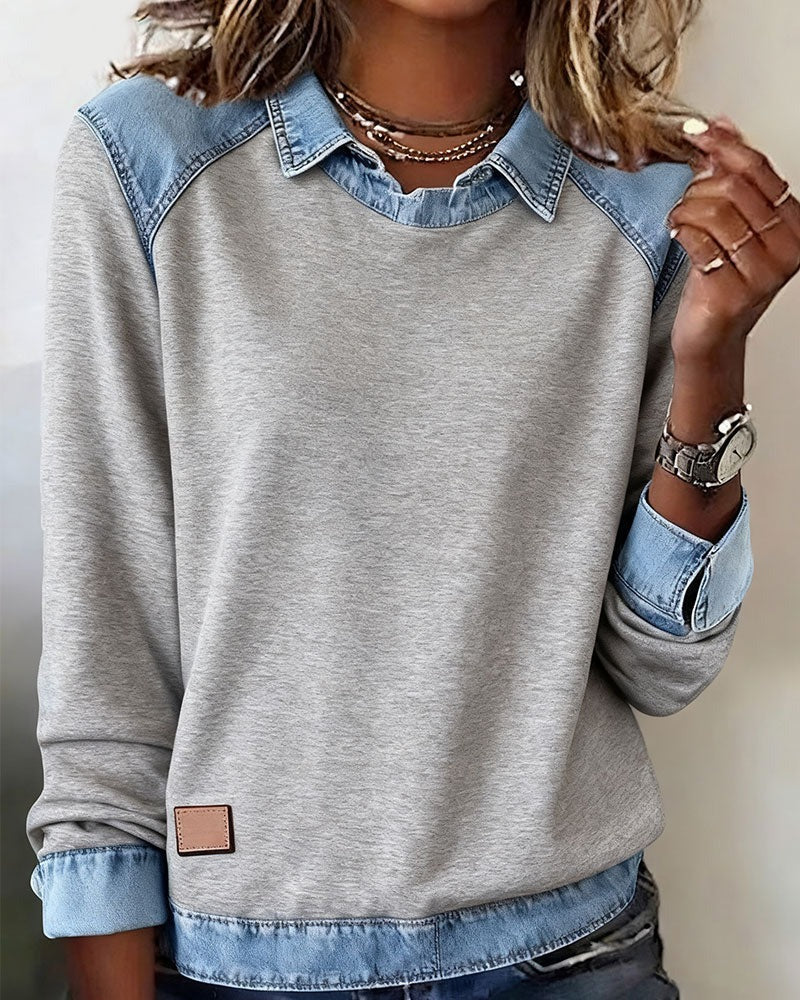 Carmo | Sweatshirt com pormenores em ganga