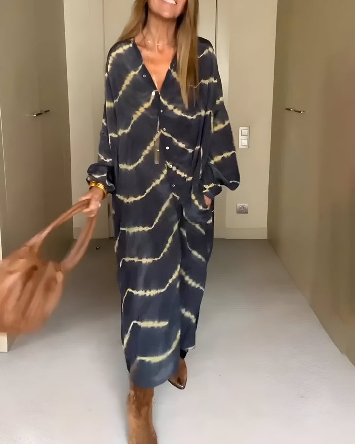 Judite | Vestido comprido com riscas