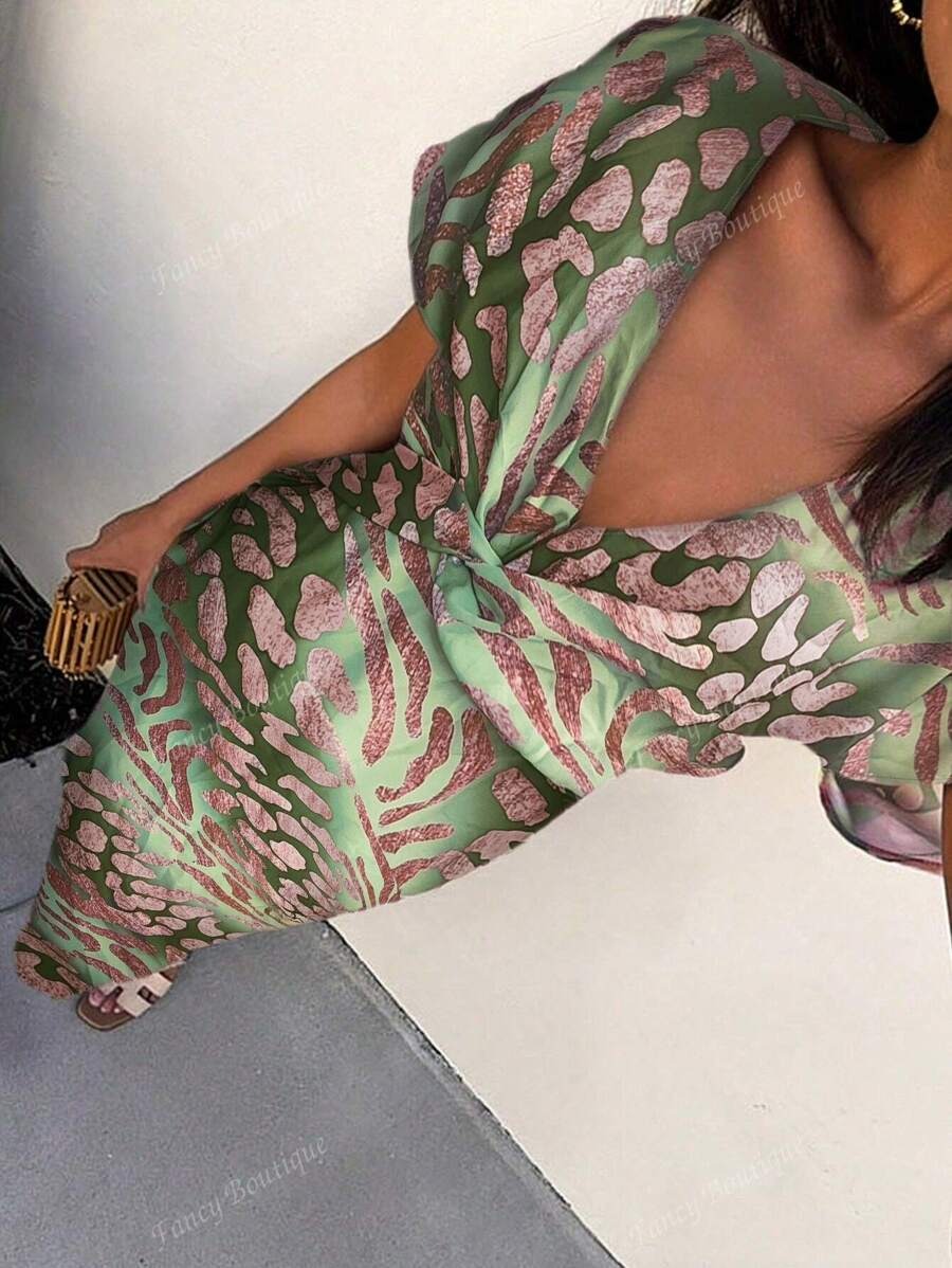 Aida | Vestido de cetim estampado