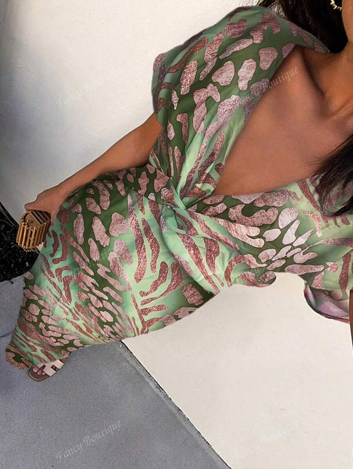 Aida | Vestido de cetim estampado