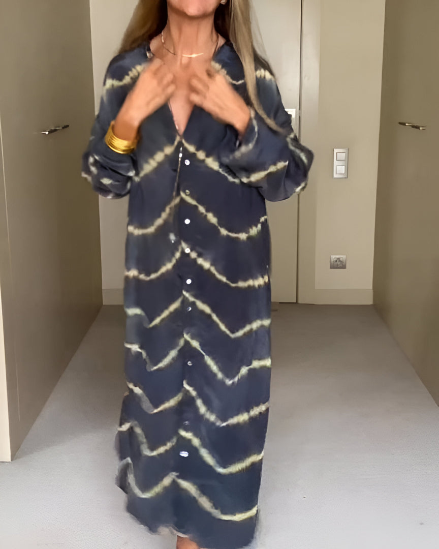 Judite | Vestido comprido com riscas