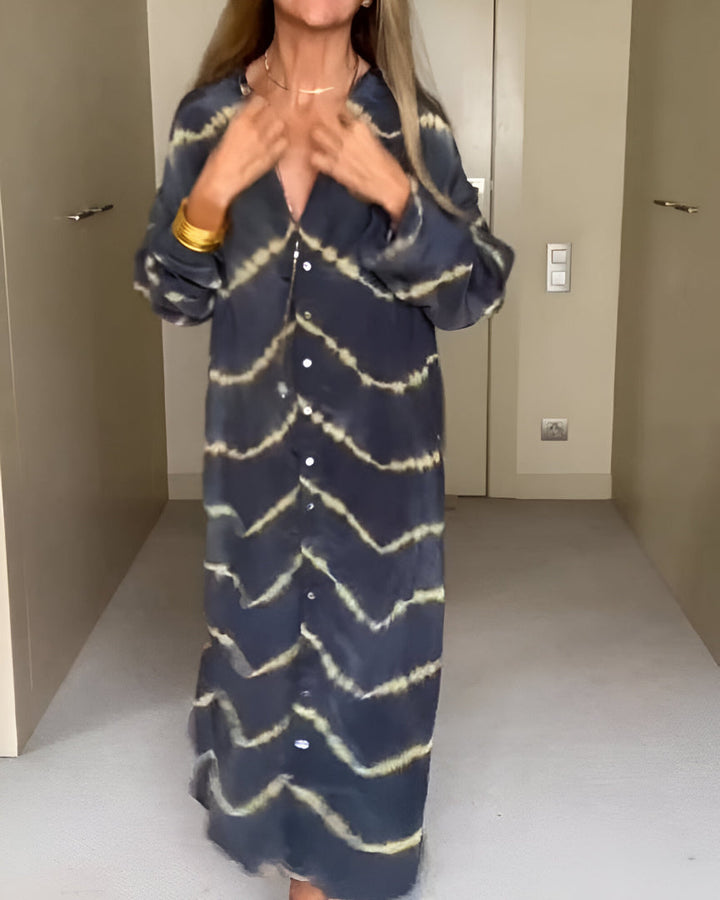 Judite | Vestido comprido com riscas