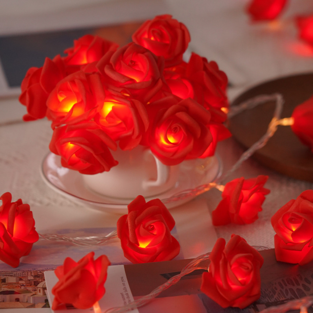 Corda de Luzes em Forma de Rosa