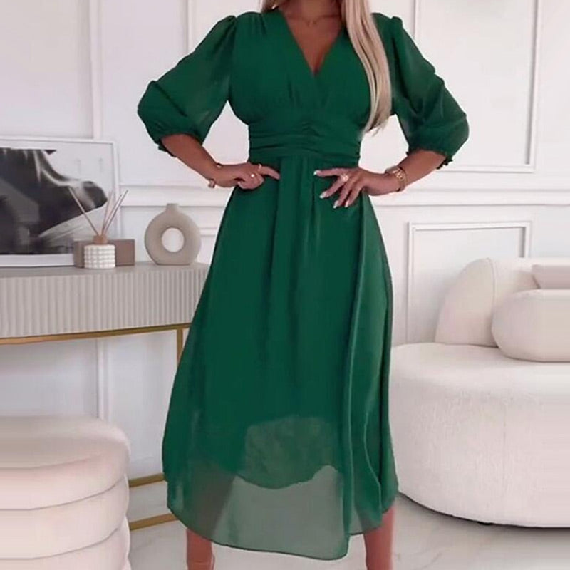 Amália | Vestido midi em gaza