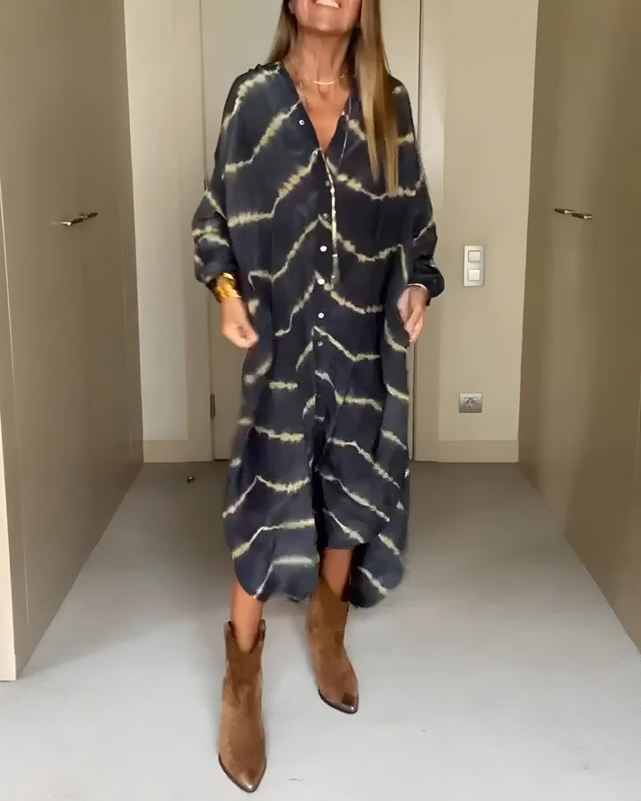 Judite | Vestido comprido com riscas