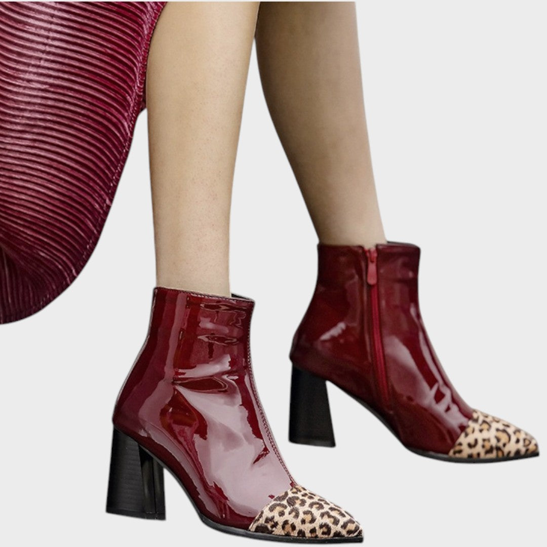 Diva | Botas de Charol com Estampado de Leopardo