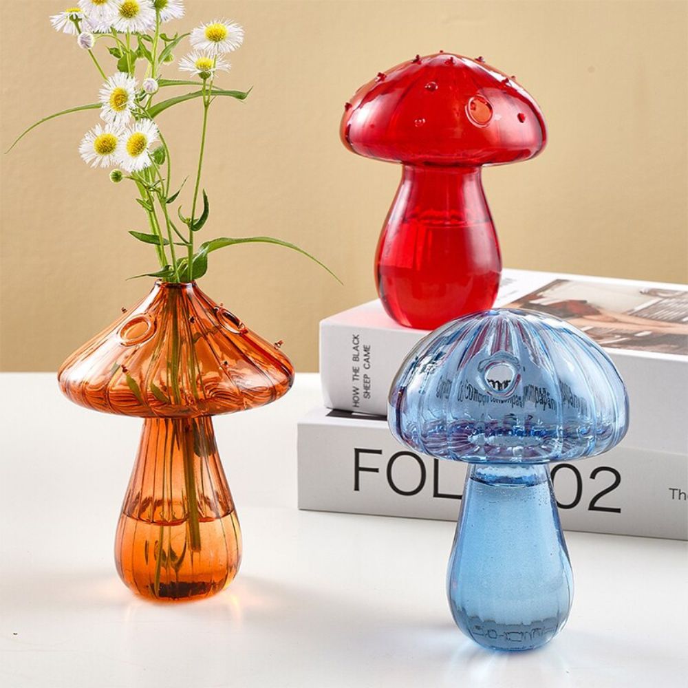 Vasos de Vidro Cogumelo Vibrantes