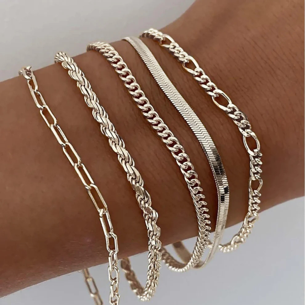 Conjunto de Pulseiras de Ouro Ellis