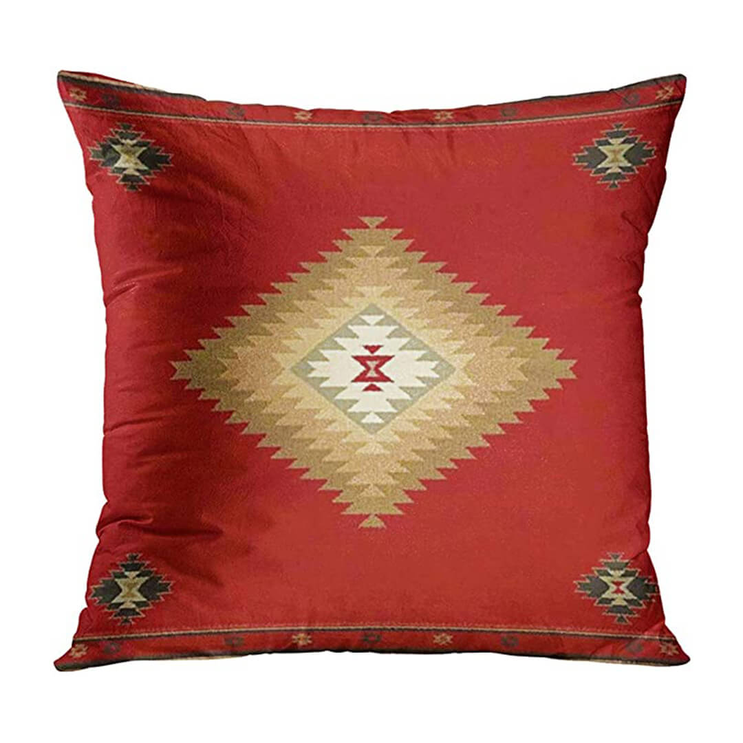 Capa de Almofadas Azteca Rústica Vermelha