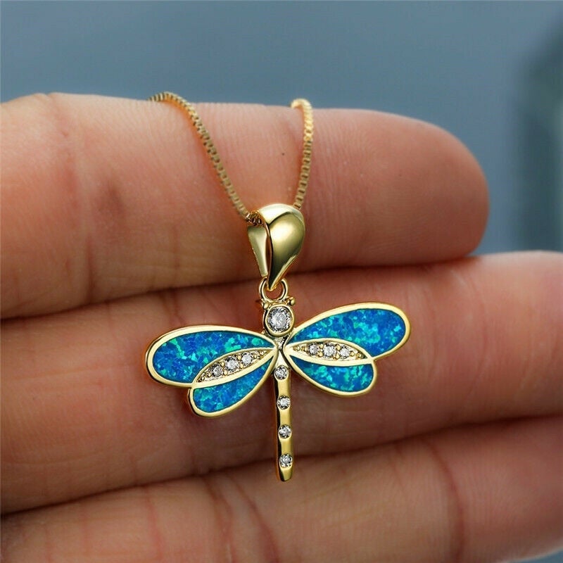 Colar Libélula em Ouro com Opala