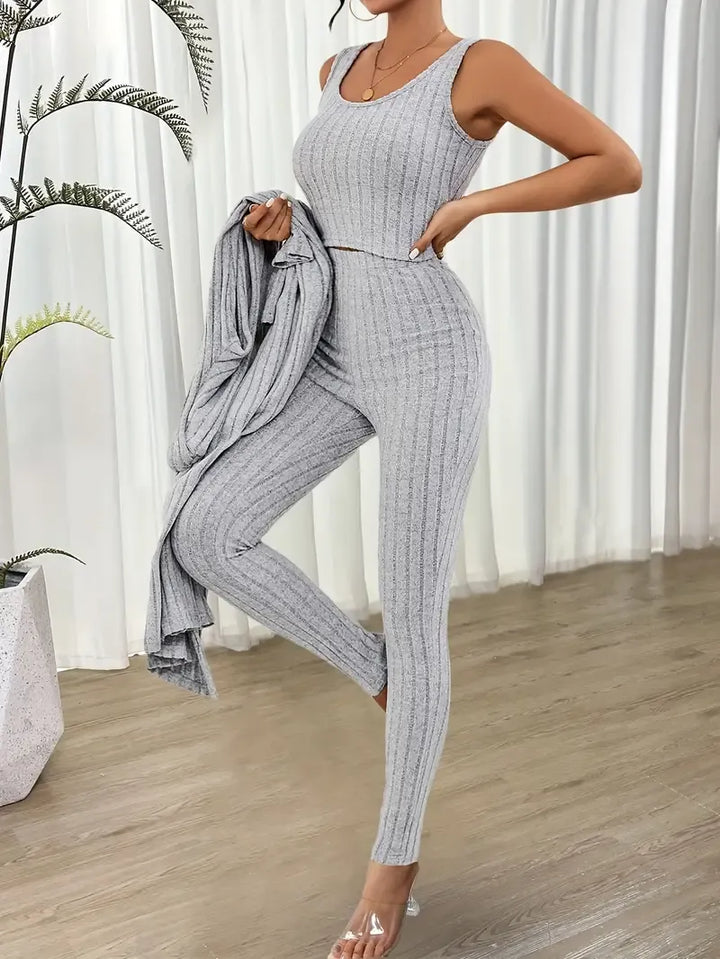 Andreia | Conjunto Canelado de Três Peças