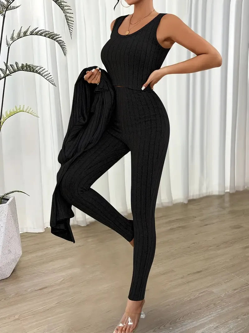 Andreia | Conjunto Canelado de Três Peças