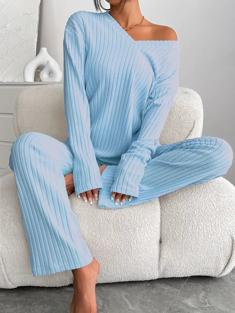 Carla | Conjunto Canelado com Decote em V