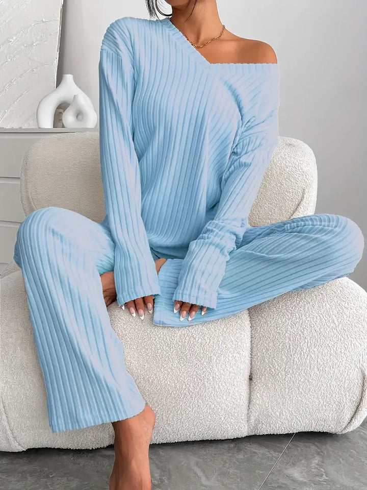 Carla | Conjunto Canelado com Decote em V