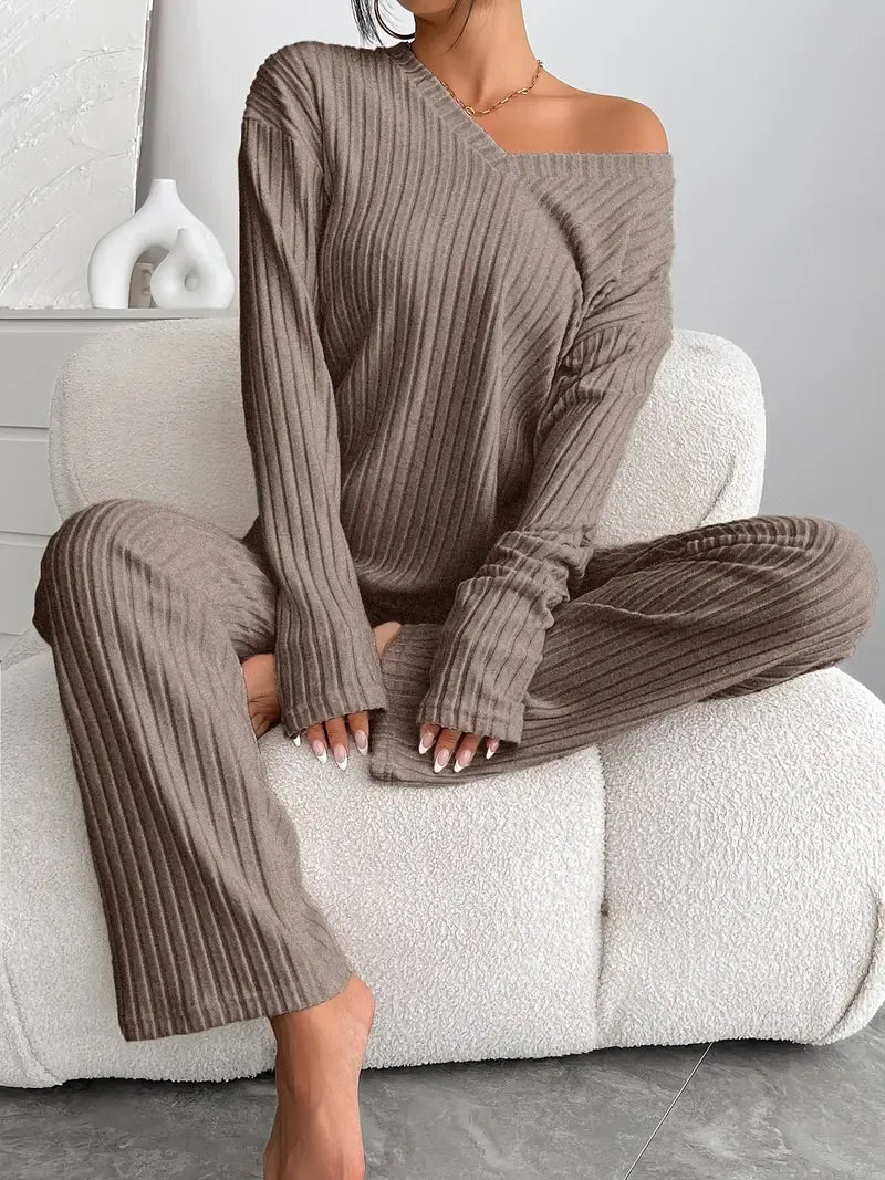 Carla | Conjunto Canelado com Decote em V