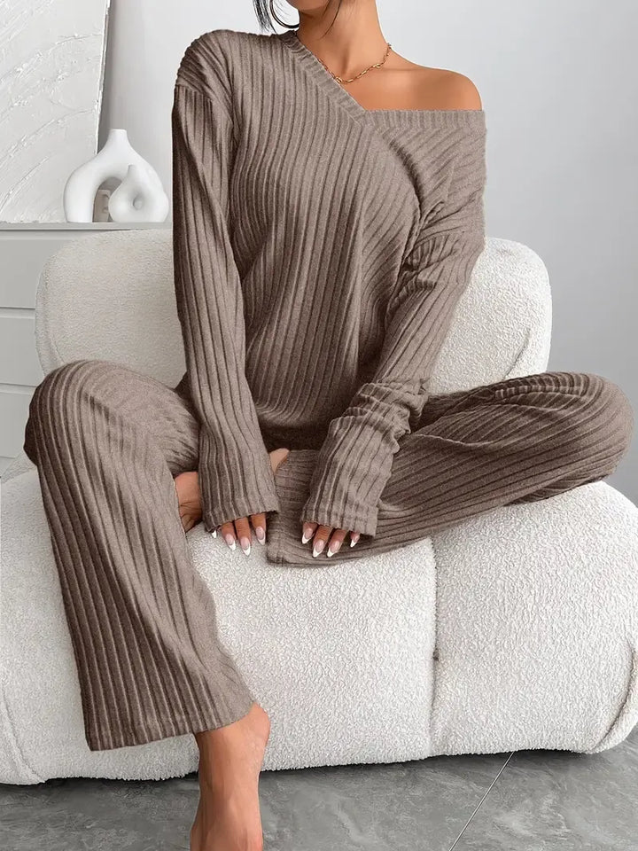 Carla | Conjunto Canelado com Decote em V