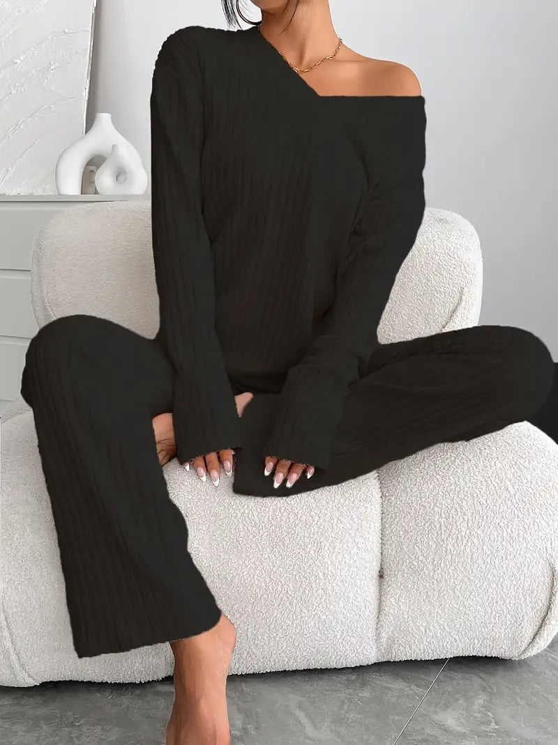 Carla | Conjunto Canelado com Decote em V