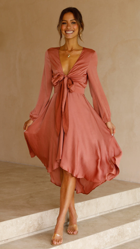 Ágata | Vestido midi de cetim