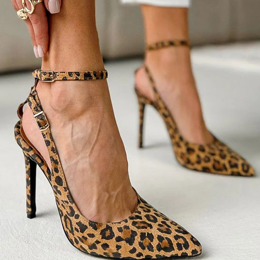 Las Vegas | Sapatos leopardo abertos atrás