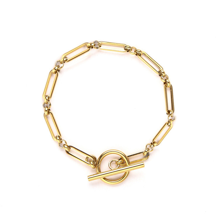 Pulseira de elos com barra em T | Ouro branco