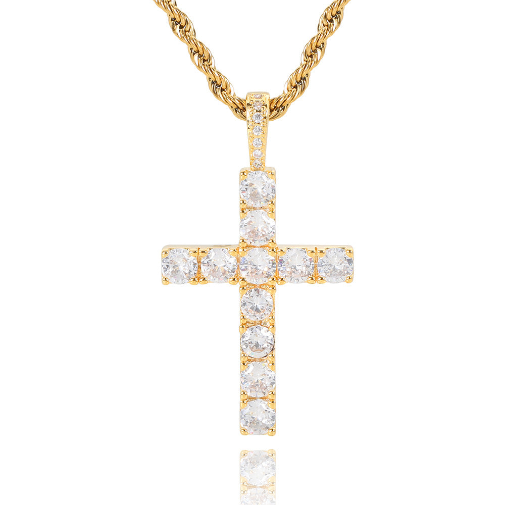 Colar de cruz de moissanita | Ouro branco