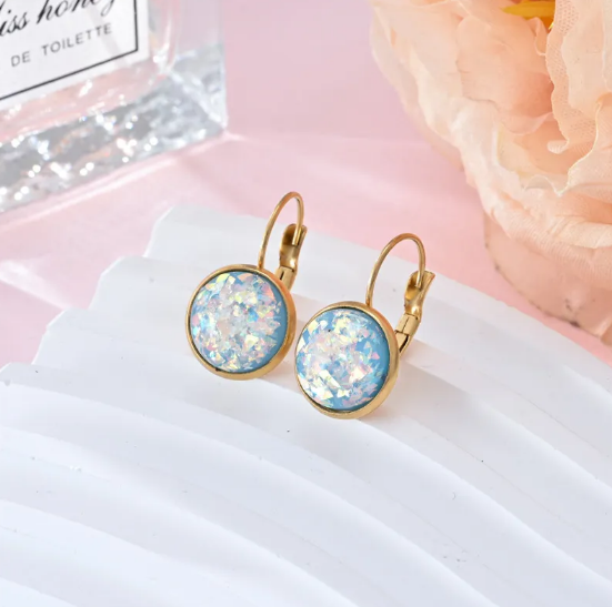 Brincos em Aço Inoxidável com Lantejoulas e Strass