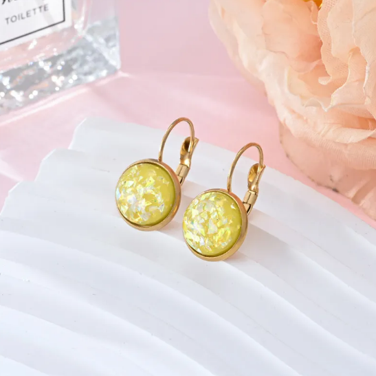 Brincos em Aço Inoxidável com Lantejoulas e Strass