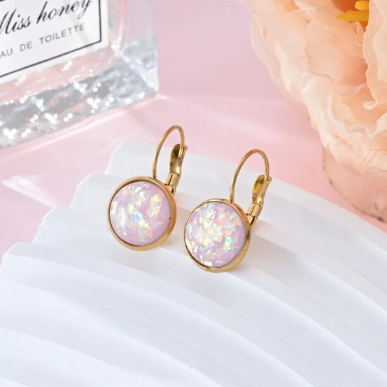 Brincos em Aço Inoxidável com Lantejoulas e Strass