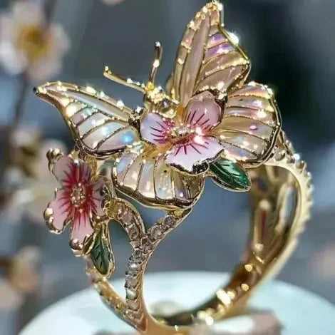 Anel Borboleta com Flores