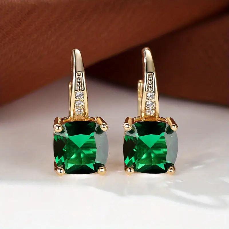 Brincos de Ouro com Pedra Safira Mística