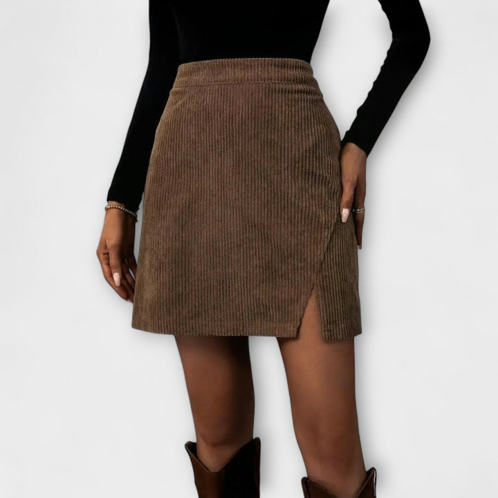 Nora – Vestido de terciopelo acanalado