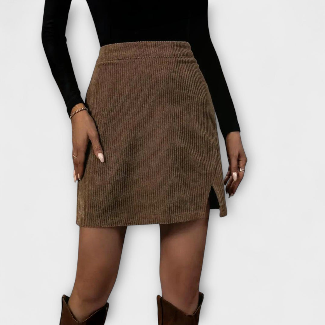 Nora – Vestido de terciopelo acanalado