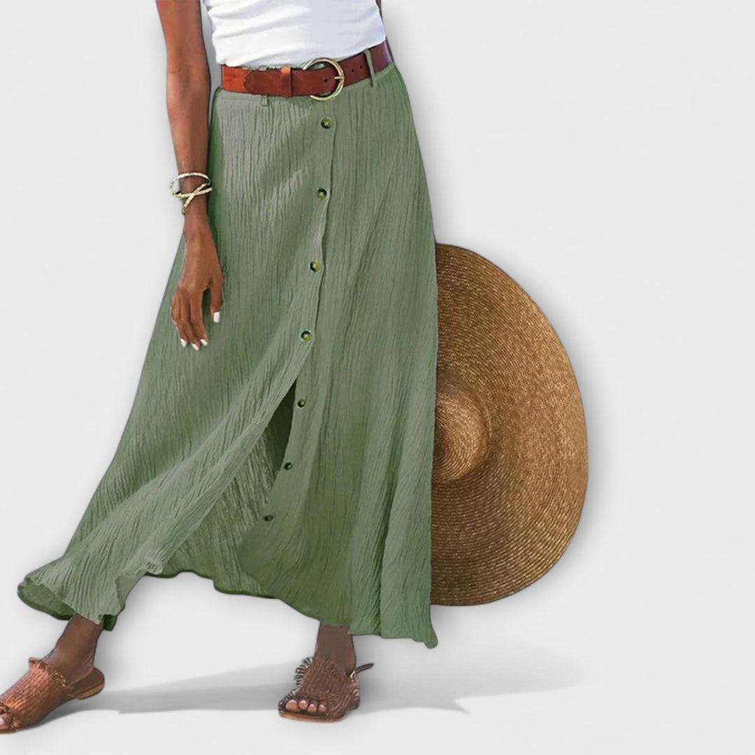 Celeste – Maxi-falda con botones