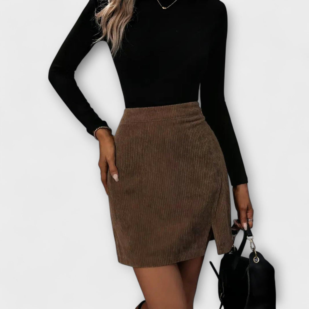 Nora – Vestido de terciopelo acanalado