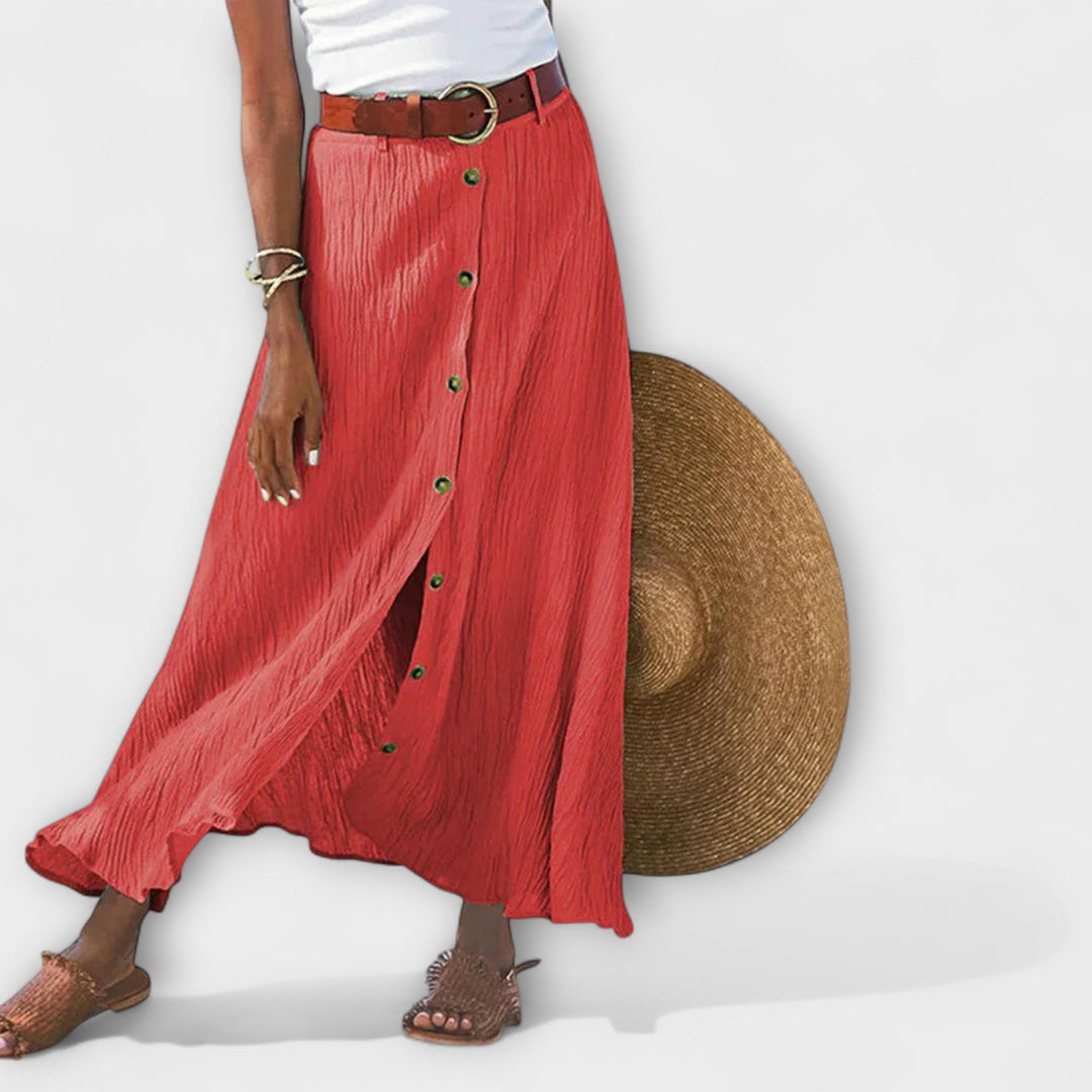Celeste – Maxi-falda con botones