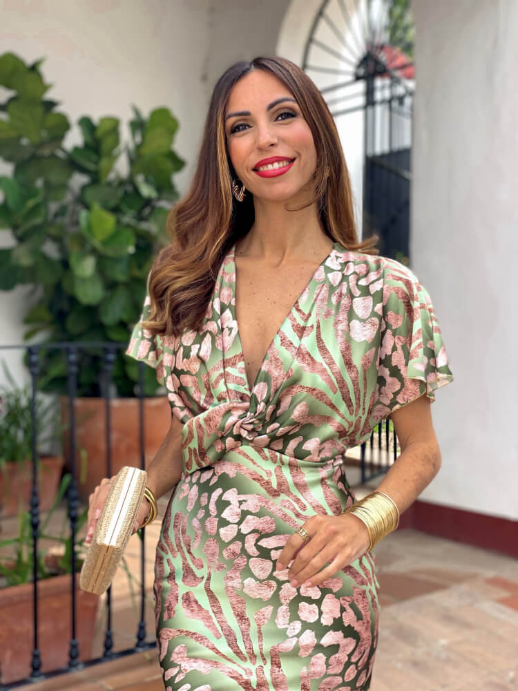 Aida | Vestido de cetim estampado