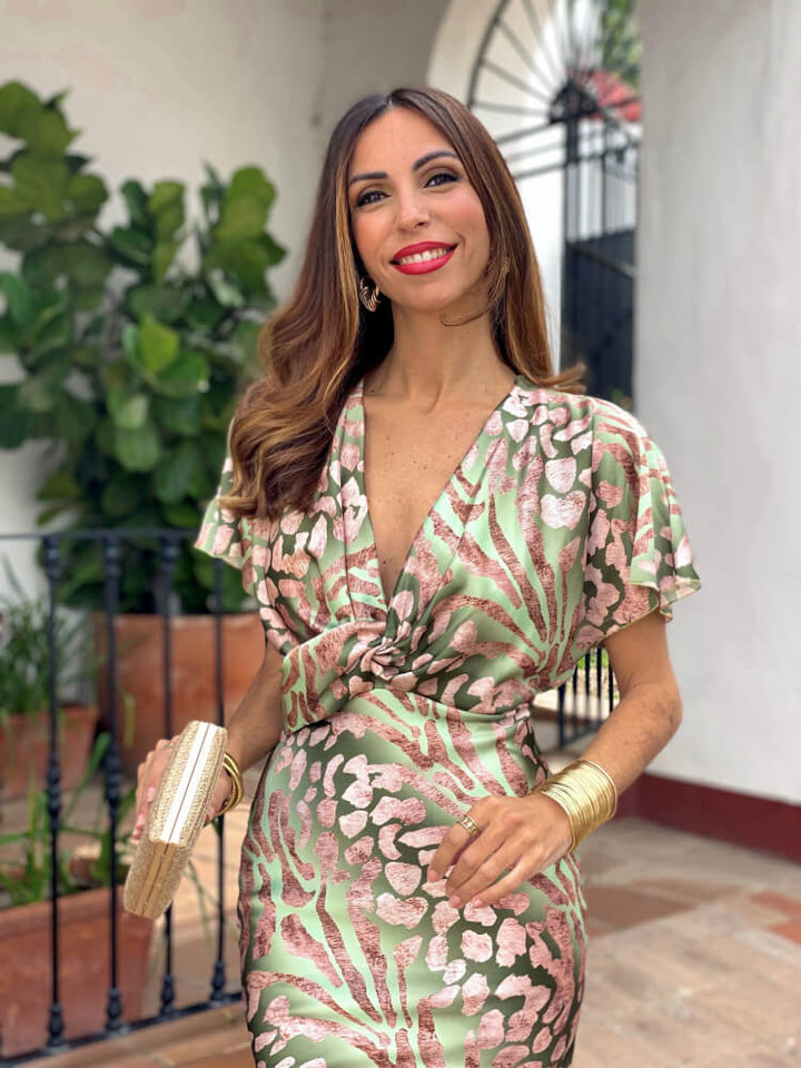 Aida | Vestido de cetim estampado